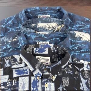 Columbia Sportswear Mens XL Fish Print‎ Short Sleeve Button Down Shirt Bundle